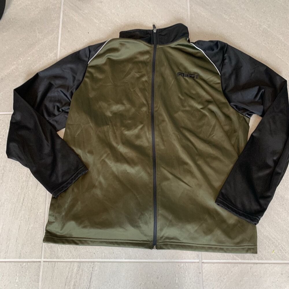 AND1 And 1 Mens XL  Full Zip Jacket Track Warmup Long Sleeve Olive Green Black